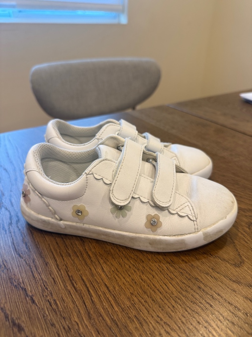White Floral Velcro Kids' Sneakers